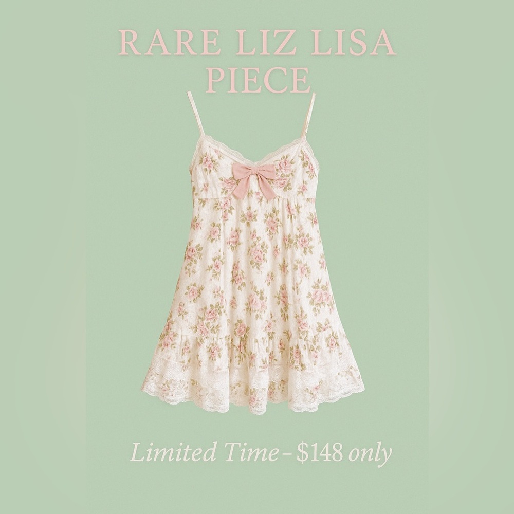 🎀Liz Lisa Japan Rose Lace Dress – Ruffle Cottagecore Fairy Y2K – Rare! - Picture 3 of 10